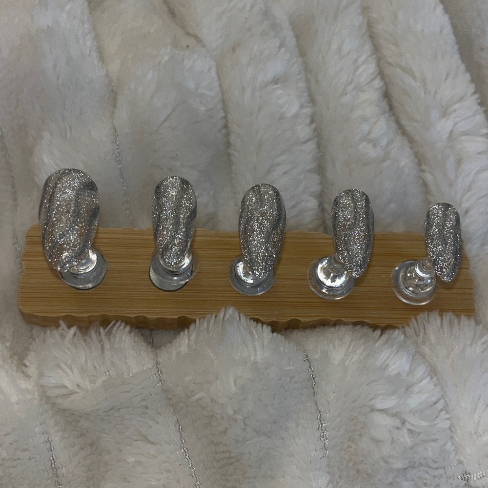 Silver Glitter Press-On Nails